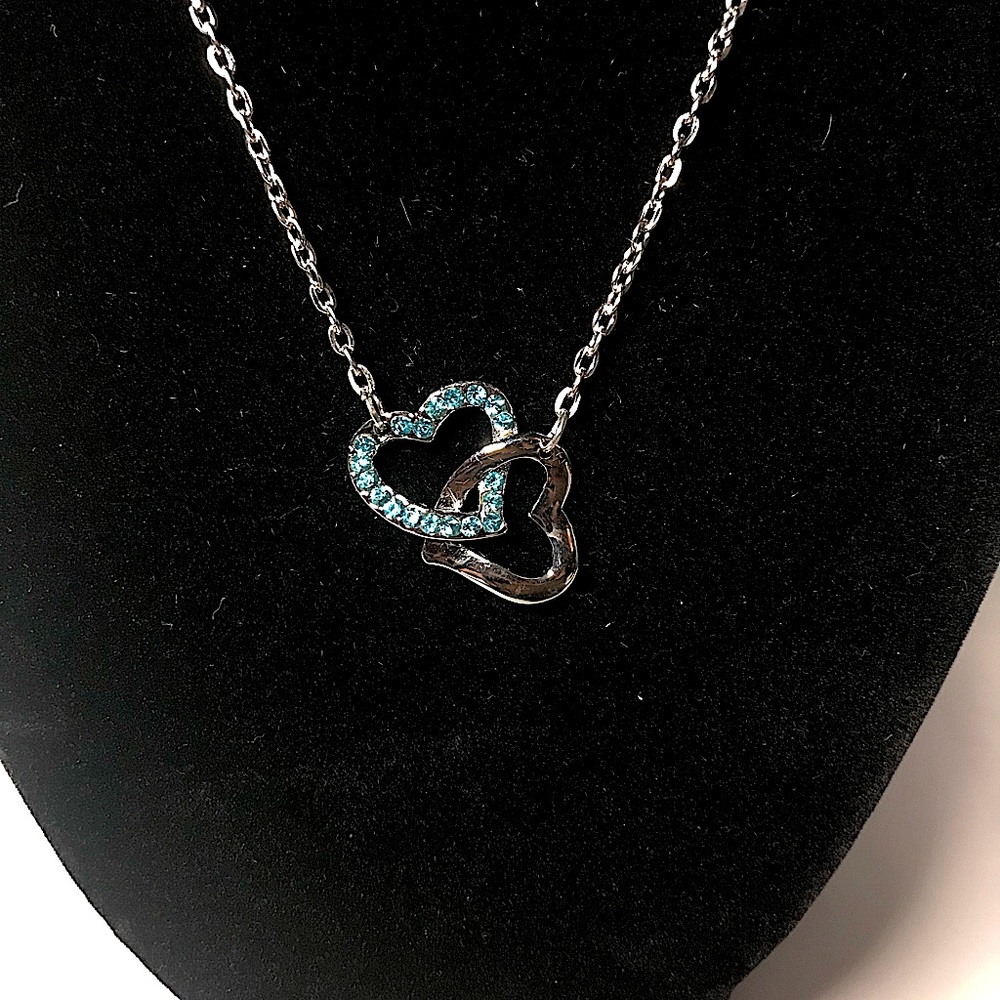 Light Blue Intertwined Heart Necklace